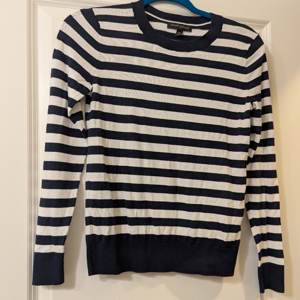Navy and White Striped Sweater